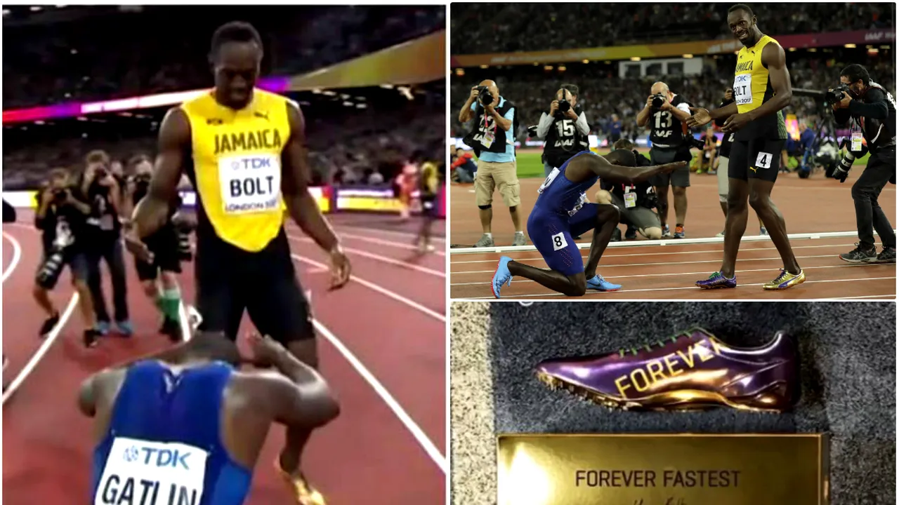 Ce i-a spus Bolt lui Gatlin imediat după finalul cursei de 100 m de la Londra. Unica reverență și palma condamnatului care a primit o șansă 