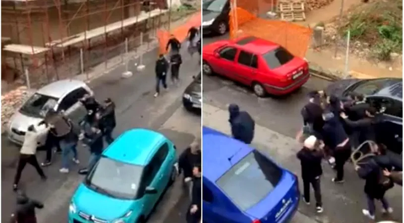 Opt fani ai lui Dinamo, reținuți după bătaia din centrul Timișoarei cu fanii locali. Scoși în cătușe din secția de poliție. VIDEO