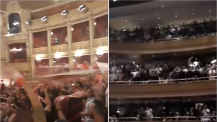 VIDEO | Dinamo la 70, ca PAOK la 80. Ultrașii bucureșteni au sărbătorit la Operă într-o manieră similară celei în care grecii au celebrat în urmă cu 12 ani

