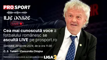 Ilie Dobre comentează LIVE pe ProSport.ro meciul C. S. Tunari – Concordia Chiajna, sâmbătă, 20 aprilie 2024, de la ora 11.00