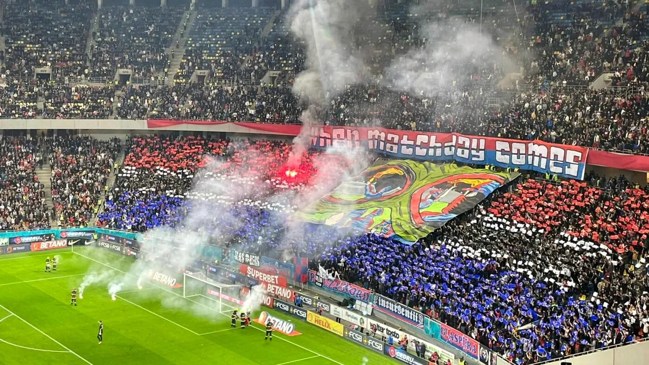 Atmosferă de derby pe Arena Națională la FCSB - Rapid! Startul partidei a fost întârziat preț de câteva minute | FOTO & VIDEO