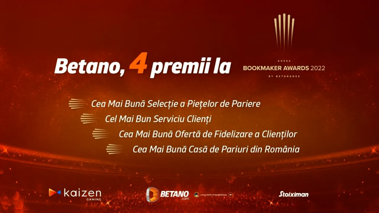 (P) Betano și Stoiximan au primit câte 4 distincții Greek Bookmaker Awards