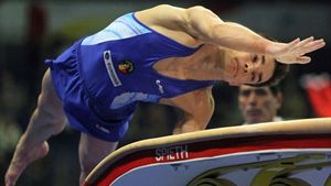 Echipa masculină a României,** locul 10 în calificări și ratează finala olimpică la gimnastică