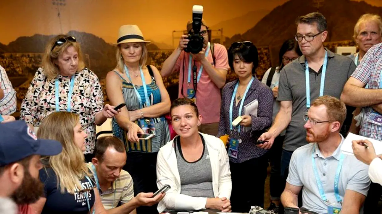 IMAGINEA ZILEI | Asta înseamnă să fii Simona Halep! Eleva lui Darren Cahill, sufocată de jurnaliști la Indian Wells