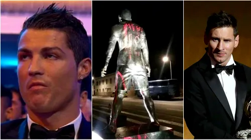 „Este o rușine! Meritați să trăiți în Siria!” FOTO | Statuia lui Ronaldo din orașul natal, vandalizată: CR7 a devenit „Messi 10”. Mesajul plin de furie postat de sora portughezului