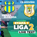 Unirea Slobozia – CS Mioveni se joacă de la ora 11:00, în etapa 1 din play-off. Ialomițenii pot lua un avans și mai mare în lupta pentru promovarea directă