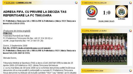 Citește somația FIFA către FRF ce propune sancționarea Timișoarei