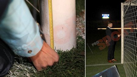 SUPER FOTO** Tudor a măsurat porțile înainte de meci :)