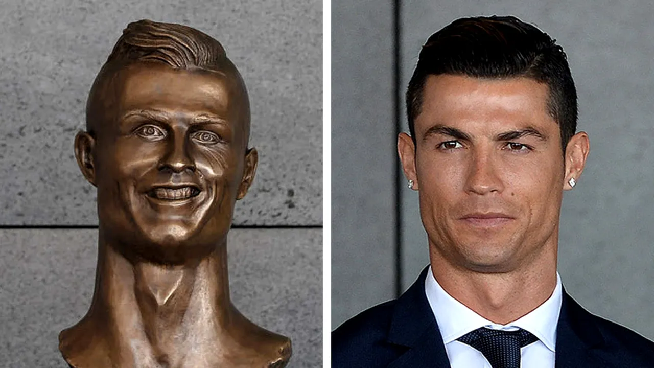 Statuia lui Ronaldo care i-a făcut pe toți să râdă a fost recondiționată. FOTO | Cum arată acum