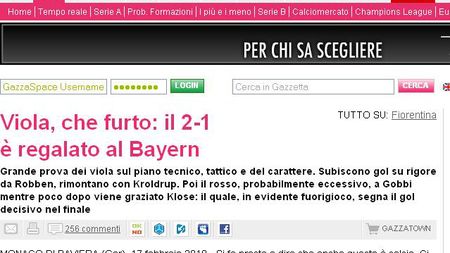 Vezi aici ce scrie presa italiană despre prestația brigăzii lui Ovrebo din meciul Bayern-Fiorentina