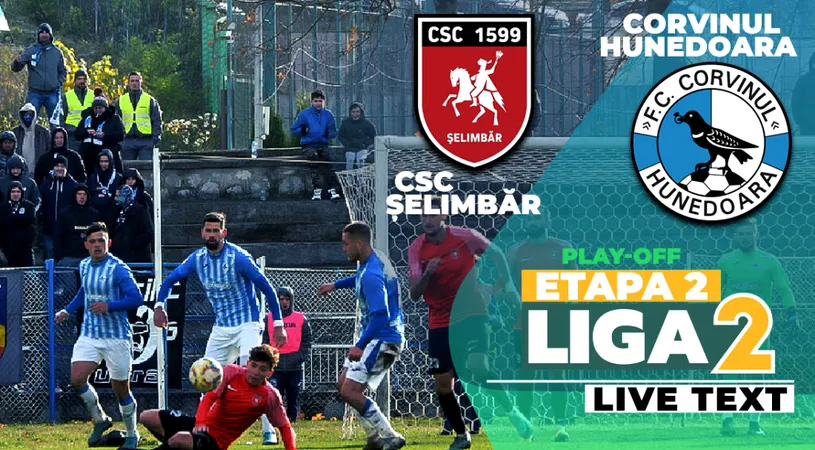 CSC Șelimbăr și Corvinul au remizat în play-off la același scor ca în sezonul regular. Sibienii au avut gol anulat la ultima fază, într-un meci în care hunedorenii au lovit de două ori transversala