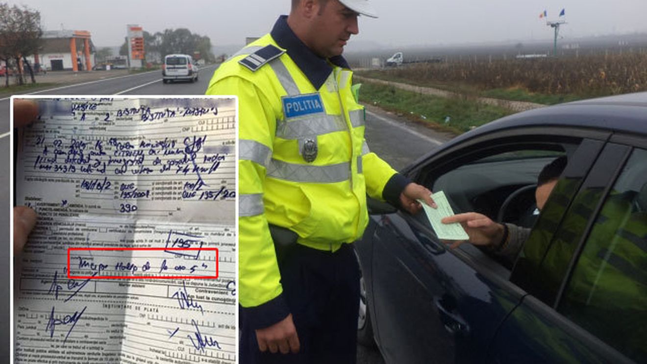 Primul șofer amendat "din cauza Simonei Halep". FOTO GENIAL | Ce i-a cerut polițistului să scrie în procesul verbal