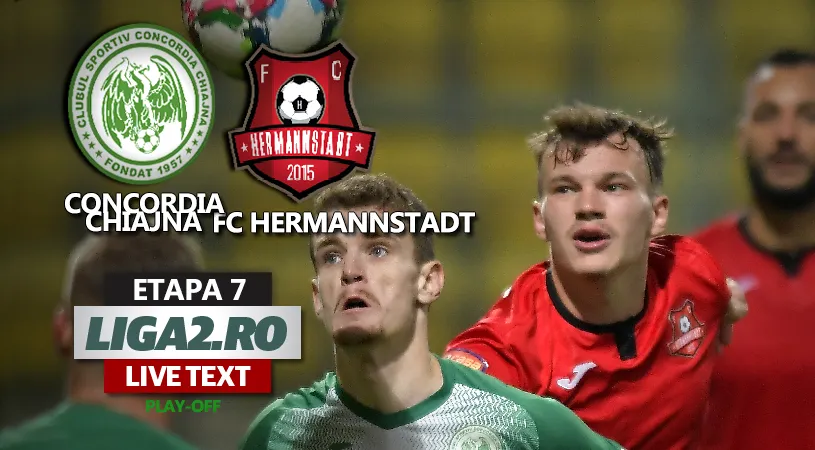 FC Hermannstadt a executat Concordia și la Chiajna și revine pe locul 2, direct promovabil. Echipa lui Zicu, neputincioasă în play-off