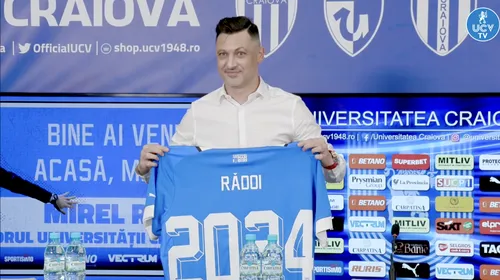 Mirel Rădoi, prezentat oficial la Universitatea Craiova! Sorin Cârțu, comparație fabuloasă la conferința de presă: „Un antrenor bun al Craiovei trebuie să fie ca Amza Pellea!” Ce obiective și-a trasat noul tehnician din Bănie