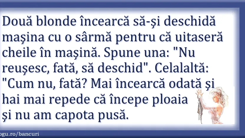 Bancul zilei: blonda și mașina