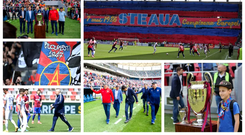 FOTO | Cum a aniversat Steaua 37 de ani de la câștigarea Cupei Campionilor Europeni. Legendele aclamate în Ghencea, mesajul din Spania al lui Balint și coregrafia Peluzei Sud Steaua