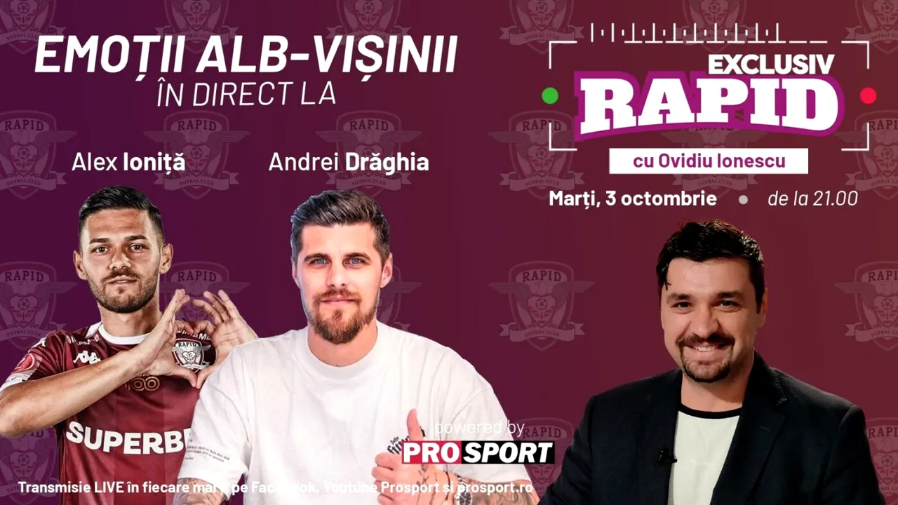 Cei mai vechi jucători de la Rapid vin la EXCLUSIV RAPID marți, 3 octombrie, ora 21.00