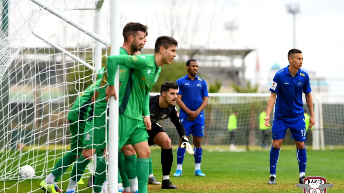 Rapid și-a încheiat cantonamentul din Turcia cu o remiză și un palmares negativ.** Giuleștenii, echipați în verde, au avut 2-0 cu rușii de la FK Baltika