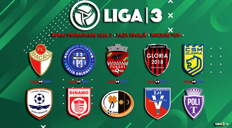Finalele pentru Liga 2. Echipele antrenate de Dan Alexa, Florin Bratu și Costel Enache sunt ca și promovate după jocurile tur. Medie de peste trei goluri în cele cinci meciuri