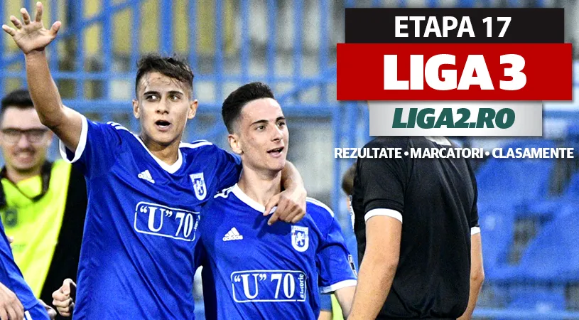 Pas greșit pentru Oțelul și Gloria Buzău își ia avans. Rapidul se impune la scor, FCSB 2 e umilit. Craiova lui Mititelu o bate cu 3-0 pe SR Brașov.** Rezultatele și marcatorii etapei 17