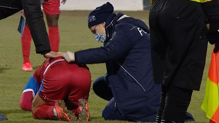 Moment haios în timpul partidei FC Botoșani - FCSB. Cum a reacționat doctorița formației moldovene când Al Mawas a fost lovit într-un loc sensibil | VIDEO