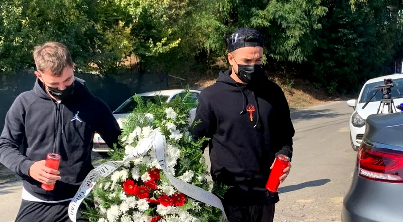 Dinamoviștii, omagiu pentru Cătălin Hîldan! S-au rugat la mormântul „Unicului Căpitan”. Ce au spus Matei și Sorescu! GALERIE FOTO