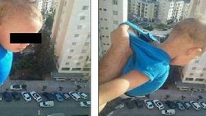 Gest șocant pentru o miză "likeuri pe Facebook". Pedeapsa primită de bărbatul care și-a ținut copilul suspendat la etajul 15 al unei clădiri