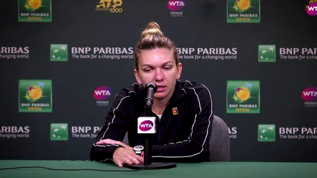 Reacție neașteptată a Simonei Halep, după eliminarea de la Indian Wells: 