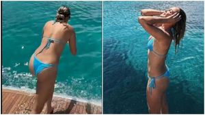 Donna Vekic a făcut cea mai sexy săritură în apă. Cum a putut plonja rivala Simonei Halep: „Ouch!" VIDEO