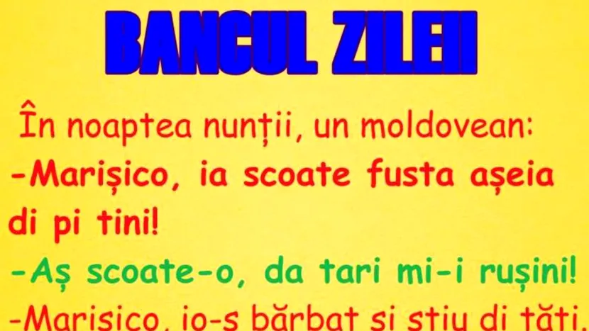 Bancul zilei: În noaptea nunții, un moldovean în pat cu soția