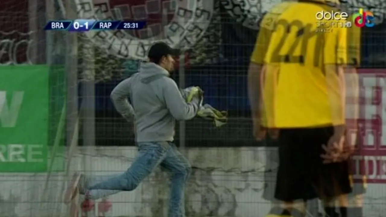 Un suporter a intrat pe teren la meciul FC Brașov - Rapid