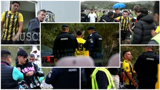 VIDEO | Bătaie între doi coechipieri la derby-ul Argeșului din Liga 3! Jandarmii au intervenit și au fost aproape să-i aplice o corecție unuia dintre ”cocoși”