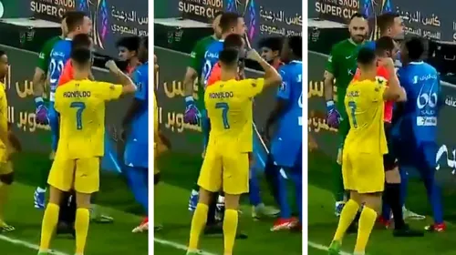 A vrut Cristiano <i class='ep-highlight'>Ronaldo</i> să-l lovească pe arbitru cu pumnul în duelul Al Hilal – Al Nassr 2-1? Portughezul a văzut cartonașul roșu în Supercupa Arabiei Saudite și a fost protagonistul unor imagini șocante