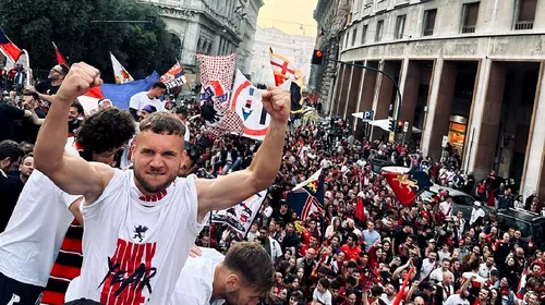 Cum a sărbătorit George Pușcaș promovarea în Serie A alături de Genoa! Imagini splendide pe străzile din Italia: „Pușki e în flăcări!” | VIDEO