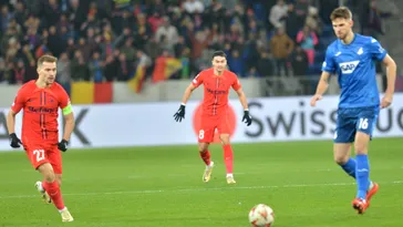 Notele FCSB la pauza meciului cu Hoffenheim. Repriza lui Darius Olaru, extrem de slabă