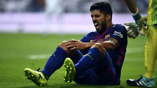 Gigantul e pus la podea! Rămasă fără Neymar, umilită de marea rivală în Supercupă, Barcelona a mai primit o lovitură în plin. Cât lipsește Suarez după accidentarea din Clasico