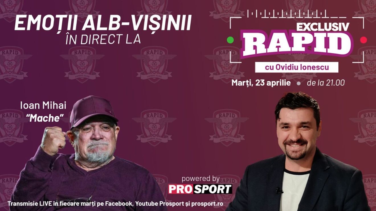 Actorul Ioan Mihai, primul lider al galeriei Rapidului, este invitat la „EXCLUSIV RAPID” marți, 23 aprilie, de la ora 21.00