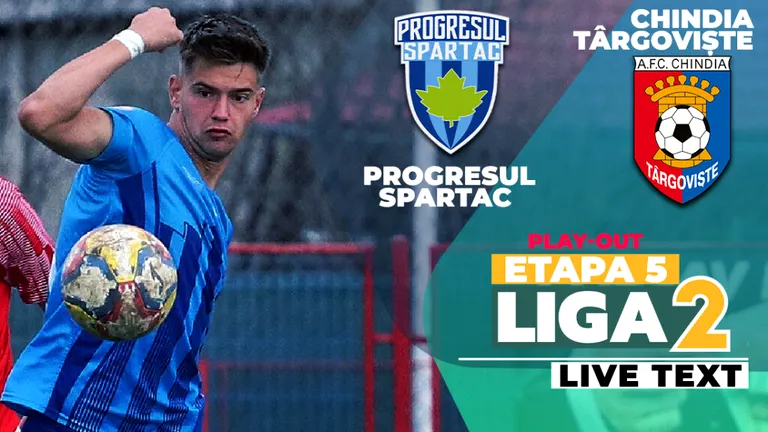 Progresul Spartac – Chindia Târgoviște se joacă de la ora 11:00 și încheie etapa a 5-a a play-out-ului Ligii 2. Bucureștenii încă visează la prima lor victorie în acest sezon