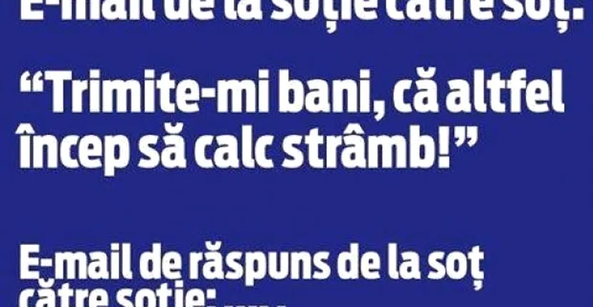 Bancul zilei: email de la soție