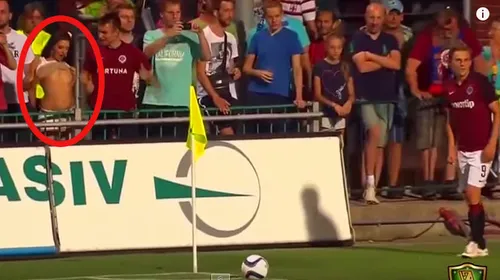 Cum se susține o echipă în Cehia :) Se pregătea să execute cornerul, iar o domnișoară din tribună a făcut asta. VIDEO