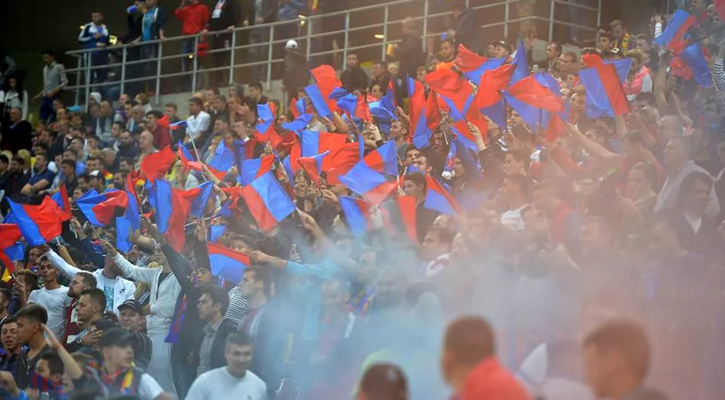 FOTO | Banner-ul dur afișat de galeria Stelei la meciul cu Villarreal: fanii nu au uitat 