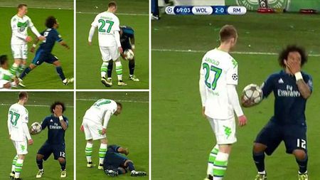 Marcelo și una din cele mai PENIBILE simulări din istoria Champions League! Cum a "scos" un galben pentru adversar, deși l-a lovit de două ori