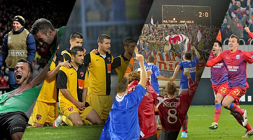 Suporterii scriu istoria: alege în marea finală cel mai tare succes european al echipelor românești după 1990! Steaua - FCSB, Dinamo, Rapid, CFR Cluj, Poli Timișoara, Petrolul Ploiești și Astra Giurgiu sunt față în față cu poveștile lor de colecție!