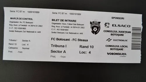 FC Botoșani vinde biletele de la tribuna a doua doar la pachet