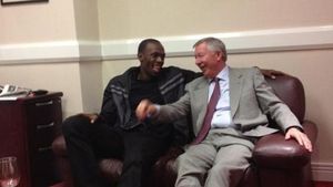 De la Londra, la Manchester!** FOTO Imaginea care anunță "transferul"? Bolt și Ferguson s-au întâlnit aseară: cu ce număr va juca jamaicanul :)