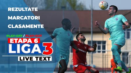 Liga 3, etapa 6, play-off și play-out | Progresul Spartac tremură pentru locul în baraj, CSO Băicoi pierde teren. Bistrița și CSM Unirea Alba Iulia se desprind, Minerul Lupeni a zdrobit Ghiroda. Zalăul profită de remiza de la Baia Mare