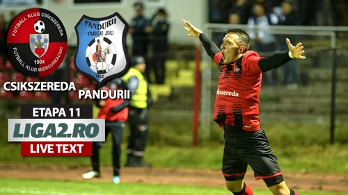 Nu îi priește nocturna! Csikszereda ia doar un punct din meciul cu Pandurii, după ce a condus cu 2-0 și a avut și un jucător în plus