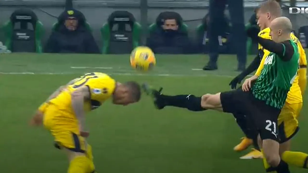 Vlad Chiricheș, intrare îngrozitoare la un adversar, în Sassuolo - Parma! Jucătorul a început să sângereze puternic | FOTO