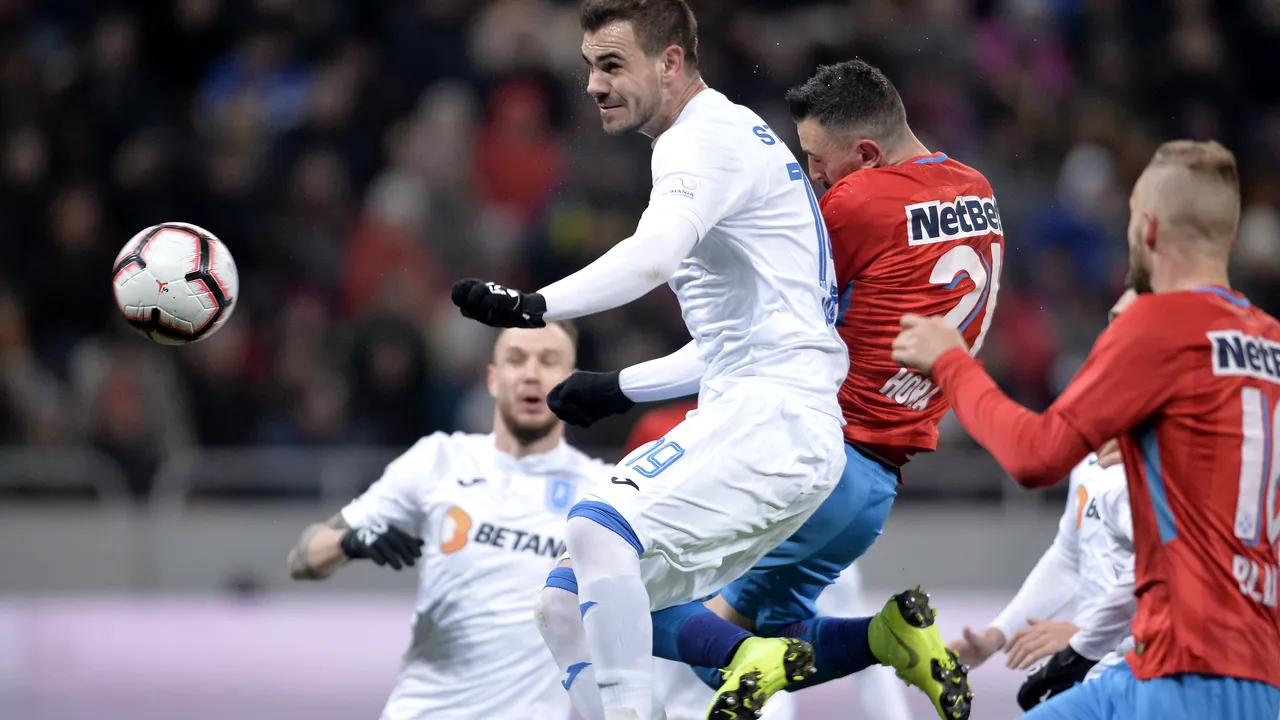 FCSB rămâne în Hora pentru titlu. Piglia... Ceni! Portarul oltenilor l-a imitat pe celebrul Rogerio Ceni și a înscris din penalty. Cronica meciului FCSB - U Craiova 3-2 