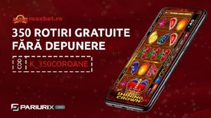 Cod bonus Maxbet pentru 350 freespins fără depunere (P)